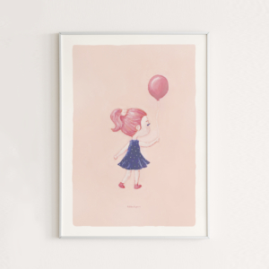 Kinderkamer poster met illustratie van een meisje met ballon