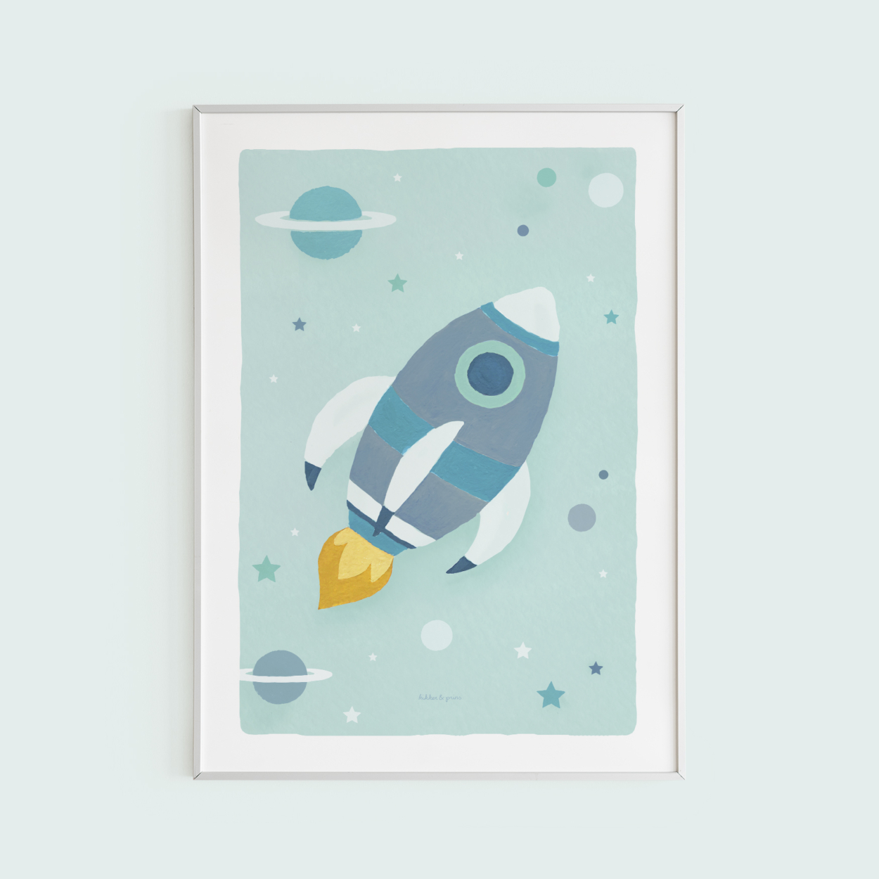 Kinderkamer poster met illustratie van een raket