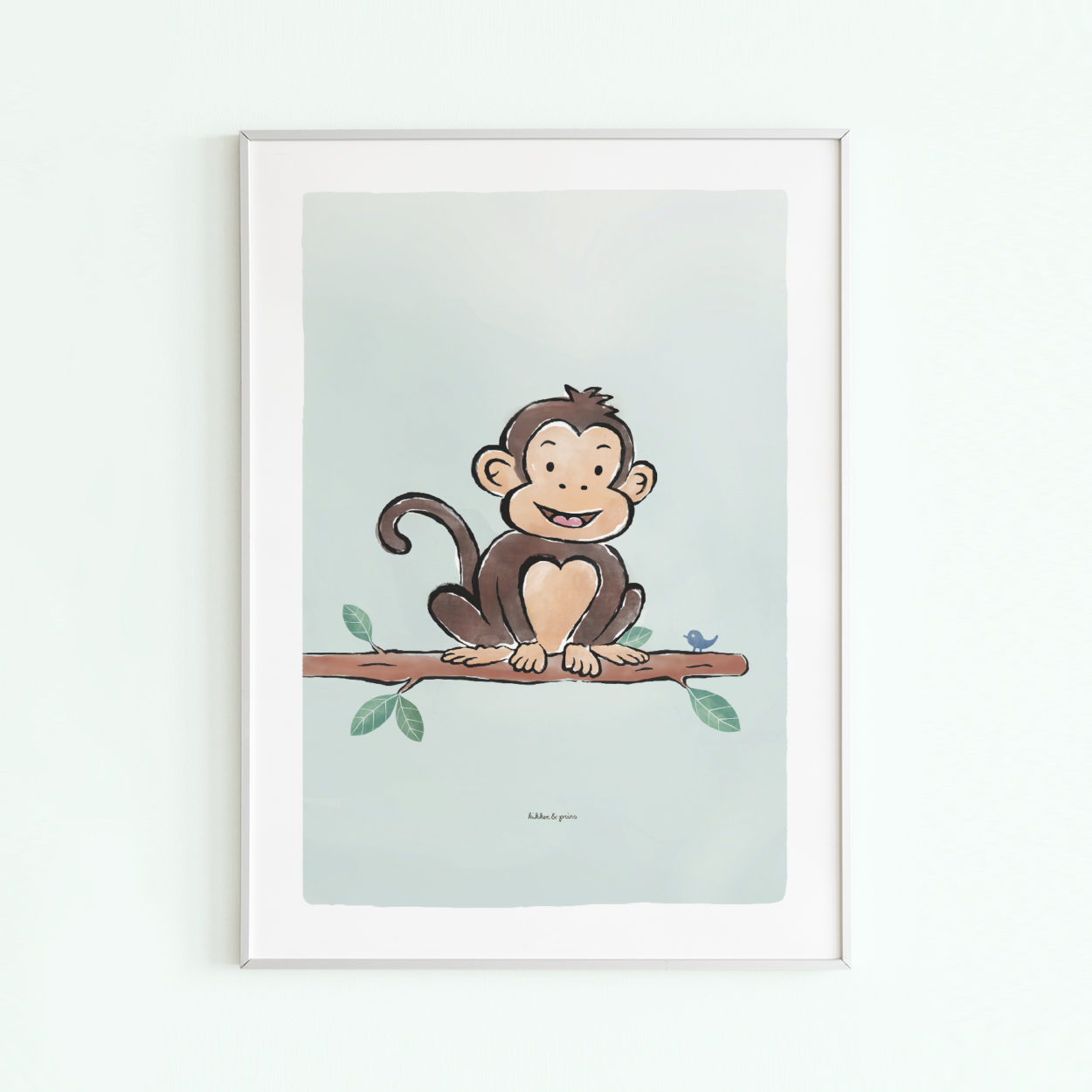 Kinderkamer poster met illustratie van aapje