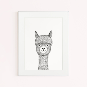Kinderkamer poster met illustratie van een alpaca