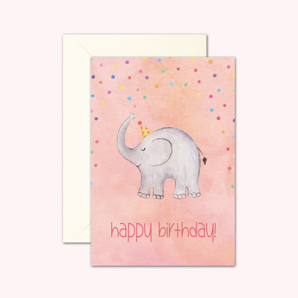 kaarten verjaardag olifant met tekst 'happy birthday' van Kikker en Prins