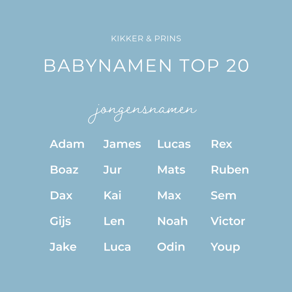 babynamen 2023 top 20 jongensnamen